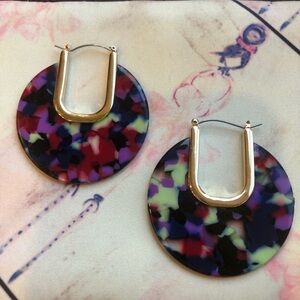 Purple & Gold Cut Out Acetate Pin Catch Earrings